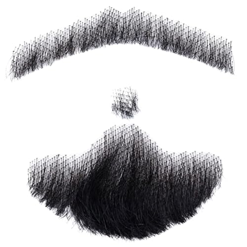 Gefälschter Bart menschliches Haar Realistischer Bart falscher Schnurrbart unsichtbarer gefälschter Gesichtsbehaarungshaarkostüm Spitze für Männer an Halloween Cosplay Kostüm Part von Porgeel