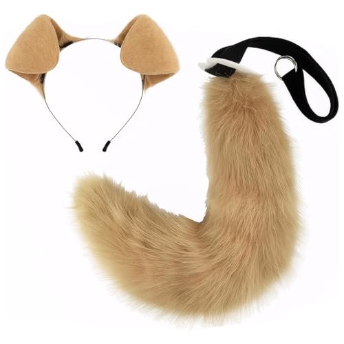 Hundeohren und Schwanzset Flexible Welpenohren Hairban weiche Biegerpelzschwanz mit verstellbarem Riemen für Halloween, Anime -Party, Cosplay, Dress -up -Kostüm Hundeohren und Schwanzset Flexible Welpenohren Hairban weiche Biegerpelzschwanz mit verstellbarem Riemen für Halloween, Anime -Party, Cosplay, Dress -up -Kostüm von Porgeel