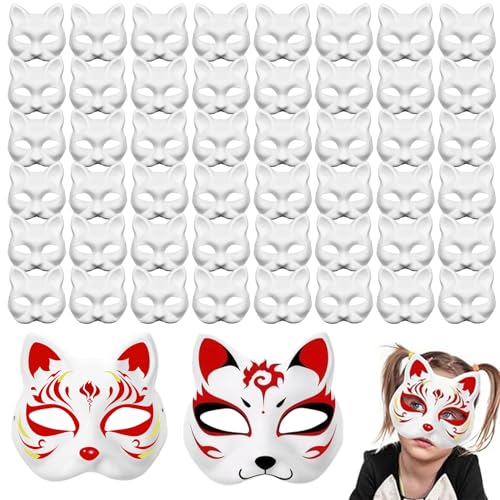 Katzenmasken zum Malen von 20 PCs DIY White Cat Maske niedliche realistische Therian Maske Dekorative Halbgesicht Tier für Halloween Maskerade Cosplay Party Katzenmasken zum Malen von 20 PCs DIY White Cat Maske niedliche realistische Therian Maske Dekorative Halbgesicht Tier für Halloween Maskerade Cosplay Party von Porgeel