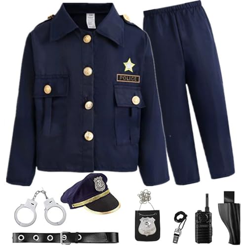 Polizeikostüm für Kinder 5-7 Kinderpolizeibeamte Kostüm Uniform mit realistischem Accessoires Rollenspiel Dress-up für Jungen Geburtstagsgeschenke Halloween Kostüme für s Polizeikostüm für Kinder 5-7 Kinderpolizeibeamte Kostüm Uniform mit realistischem Accessoires Rollenspiel Dress-up für Jungen Geburtstagsgeschenke Halloween Kostüme für s von Porgeel