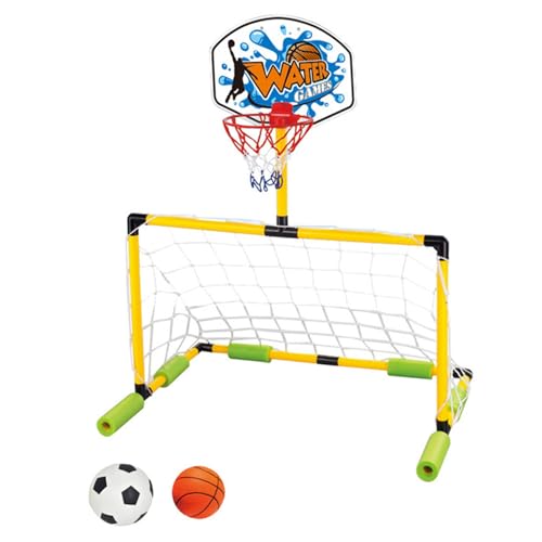 Pool Spiele Pool Spielzeug Schwimmender Pool basketballkorb BasketballHoop für Pool 2in1Fußballtor abnehmbares Tor mit 2 Bällen von Porgeel
