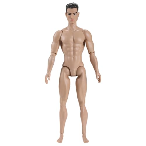Porgeel 1/6 Skala Actionfigur Multi -Gelenk -Fähigkeit männlicher Muskelaktion Figur Körper mit Kopf für Display -Puppensammlung, Beige von Porgeel