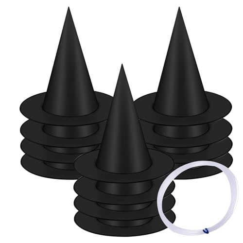 Porgeel 12 -pcs Witch Hut hängende Halloween Hexenhüte Klappbare Zaubererhut mit 1 Roll Nylonkabel wiederverwendbares schwarzes schwarzes Dekor für Garten Veranda Decke Halloween Dekorationen Porgeel 12 -pcs Witch Hut hängende Halloween Hexenhüte Klappbare Zaubererhut mit 1 Roll Nylonkabel wiederverwendbares schwarzes schwarzes Dekor für Garten Veranda Decke Halloween Dekorationen von Porgeel