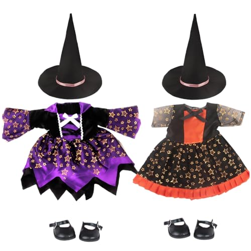 Porgeel 2 Set 18 Zoll Puppenkleidung und Accessoires umfassen Hut, Kleider und Schuhe Pretty Puppenkleidung für 18 Zoll Puppen Halloween Kostüme Geschenke für kleine Mädchen (Nicht inklusive) von Porgeel