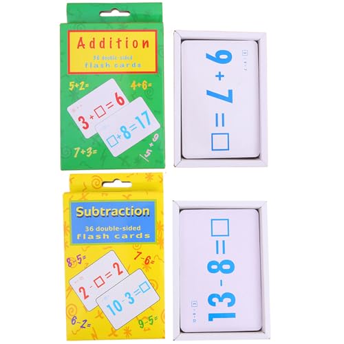 Porgeel 2pcs Math Flash -Karten Puzzle Bildung Mathematik Karten für Kinder hinzufügen Subtrahienkarten für Kinder Selbstprüfung Klassenzimmer Home, add + Subtrahieren von Porgeel
