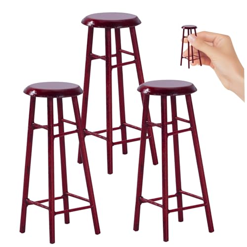 Porgeel 3pcs Dollhouse Möbel Holz kleine Barhocker 1:12 MINI Bar Stuhl Puppenhaus Stuhl Zubehör Vorstellungsspiel Toyred Spiele Toyred von Porgeel