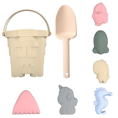 Porgeel 8pcs/Set Silicon Beach Toys Tragbares Sandspielzeug für Kids Beach Set enthält Flexible Sandeimerschaufel 6 Spielzeugformen Kleinkind für Sommerplayset Beige Porgeel 8pcs/Set Silicon Beach Toys Tragbares Sandspielzeug für Kids Beach Set enthält Flexible Sandeimerschaufel 6 Spielzeugformen Kleinkind für Sommerplayset Beige von Porgeel