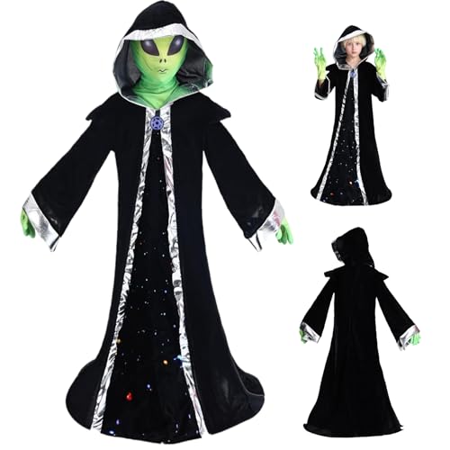 Porgeel Alien Kostüm Kids Halloween Alien Outfit beinhaltet Kapuzengewand, Handschuhe & Maske, Halloween-Kostüme für Kinder 4-6 Treps Play, Cosplay, Carnival & Dekorationen s Porgeel Alien Kostüm Kids Halloween Alien Outfit beinhaltet Kapuzengewand, Handschuhe & Maske, Halloween-Kostüme für Kinder 4-6 Treps Play, Cosplay, Carnival & Dekorationen s von Porgeel