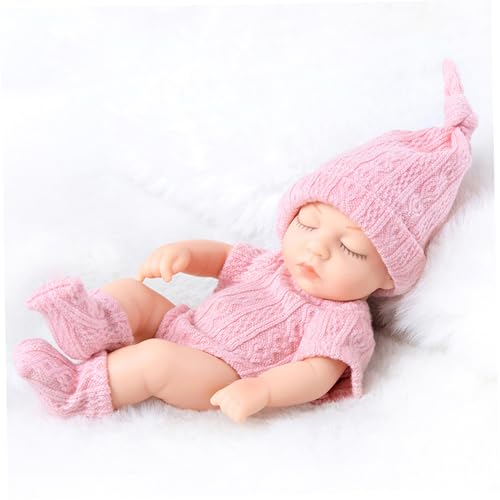 Porgeel Babypuppen 7 in langweicher weicher Vinyl lebensechtiger Neuer New-Bron-Realistischer Babypuppe mit Kleidung Mini-Puppen für Mädchen, Kinder realistisches Neugeborenes (Style 2) von Porgeel