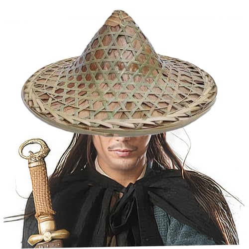 Porgeel Bambushut 14 Zoll breiter Krempe Traditioneller chinesischer Hut Natural Rustic Asian für Bauer Fisherman Cosplay für Samura Porgeel Bambushut 14 Zoll breiter Krempe Traditioneller chinesischer Hut Natural Rustic Asian für Bauer Fisherman Cosplay für Samura von Porgeel