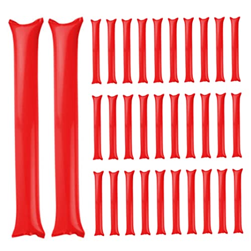 Porgeel Cheering Stick 50 Stück aufblasbarer Donnerstab Kunststoff Geister-Geräuschmacher für Sportveranstaltungen Fußball Geburtstagsfeier 60 x 10 cm Rot von Porgeel