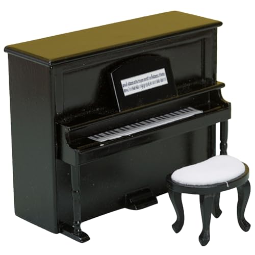 Dollhouse Piano 1 12 Mini Klavier mit Stuhlsimulation Holzpuppenhaus Klavier mit Stuhlpuppenhausmöbel Foto Requisite Accessoires Schwarz von Porgeel