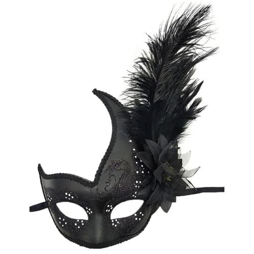 Porgeel Federierte Maskerade -Maske, elegante schwarze leichte, gemütliche Cosplay -Maskerade -Kleidermaske kostenlose Größe für Frauen Party Kostüm Ball Porgeel Federierte Maskerade -Maske, elegante schwarze leichte, gemütliche Cosplay -Maskerade -Kleidermaske kostenlose Größe für Frauen Party Kostüm Ball von Porgeel