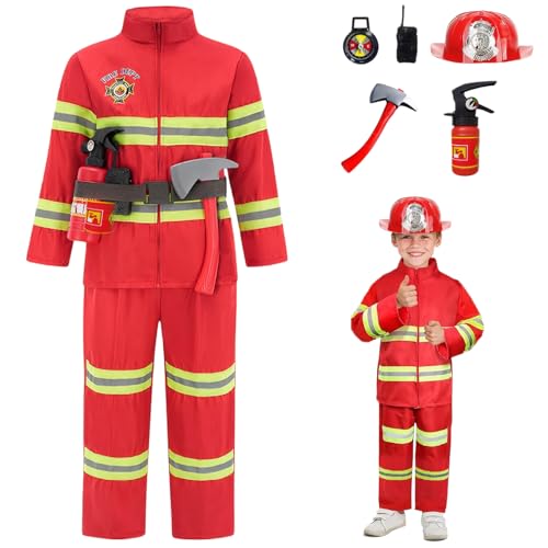 Porgeel Feuerwehrkostüm für Kinder, Karneval Kleinkind Feuerwehr Kostüm mit Sicherheitshelmhut & Feuerlöscher, Bildungsfeuerfunker Kostüm für Jungen Mädchen, XS Porgeel Feuerwehrkostüm für Kinder, Karneval Kleinkind Feuerwehr Kostüm mit Sicherheitshelmhut & Feuerlöscher, Bildungsfeuerfunker Kostüm für Jungen Mädchen, XS von Porgeel