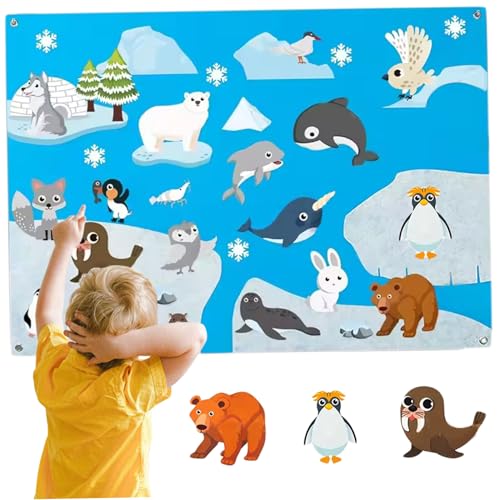 Porgeel Filz Story Board Arctic-Themen 41x20 Filz Board für Kleinkinder mit grommeten pädagogischen fantasievollen Cartoon Felt für Home, Vorschule, Kleinkindaktivitäten von Porgeel