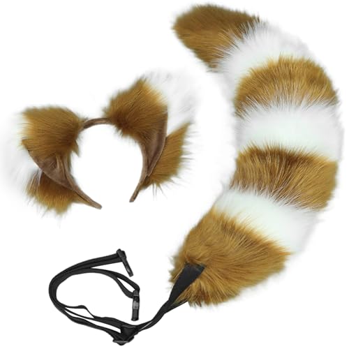 Porgeel Fox Ohren und Schwanzset, pelzige Fuchs Ohren Stirnband, Kunstfell Therian Tail, süßes Kostüm für Erwachsene Kinder Cosplay -Party -Kostümzubehör, Kamel Porgeel Fox Ohren und Schwanzset, pelzige Fuchs Ohren Stirnband, Kunstfell Therian Tail, süßes Kostüm für Erwachsene Kinder Cosplay -Party -Kostümzubehör, Kamel von Porgeel