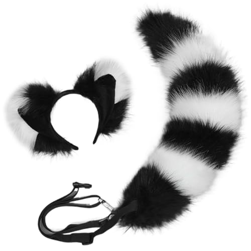 Porgeel Fox Ohren und Schwanzset, pelzige Fuchs Ohren Stirnband, Kunstfell Therian Tail, süßes Kostüm für Erwachsene Kinder Cosplay -Party -Kostümzubehör, Schwarz Porgeel Fox Ohren und Schwanzset, pelzige Fuchs Ohren Stirnband, Kunstfell Therian Tail, süßes Kostüm für Erwachsene Kinder Cosplay -Party -Kostümzubehör, Schwarz von Porgeel