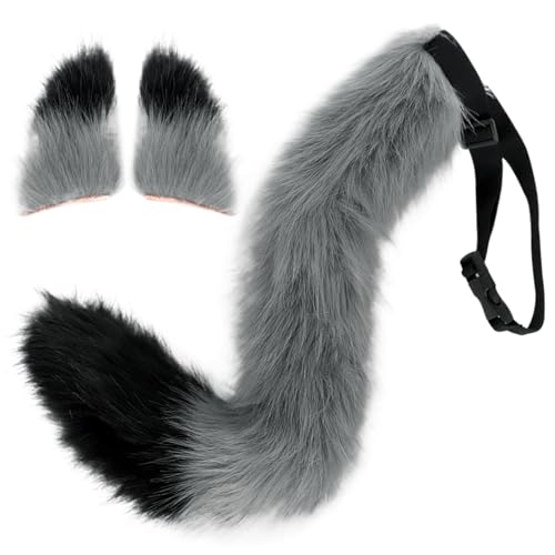 Porgeel Fuchs Ohren und Schwanz Set Fuchs Schwanz und Ohren Haarclip 25.6 '' Langflauschige pelzige Therian -Ausrüstung Kostüme für Cosplay -Party Maskerade Halloween Gray Porgeel Fuchs Ohren und Schwanz Set Fuchs Schwanz und Ohren Haarclip 25.6 '' Langflauschige pelzige Therian -Ausrüstung Kostüme für Cosplay -Party Maskerade Halloween Gray von Porgeel