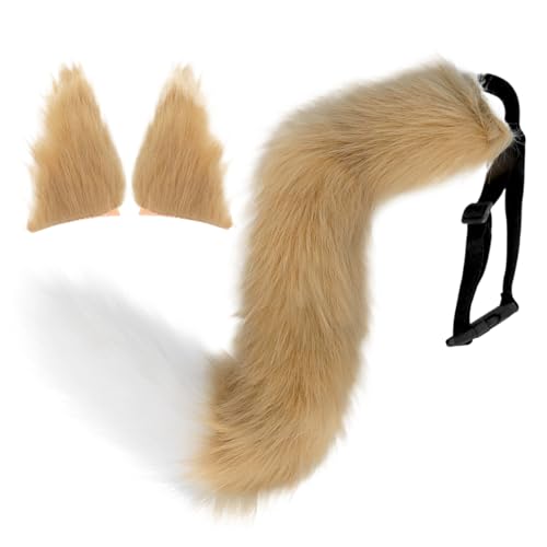 Porgeel Fuchs Ohren und Schwanz Set Fuchs Schwanz und Ohren Haarclip 25.6 '' Langflauschige pelzige Therian Gear Kostüme für Cosplay -Party Maskerade Halloween Brown Porgeel Fuchs Ohren und Schwanz Set Fuchs Schwanz und Ohren Haarclip 25.6 '' Langflauschige pelzige Therian Gear Kostüme für Cosplay -Party Maskerade Halloween Brown von Porgeel