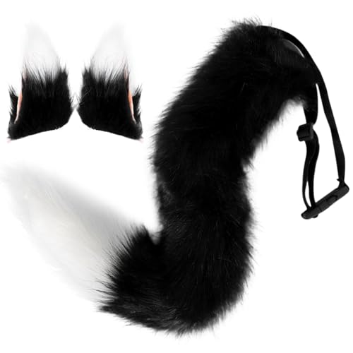 Porgeel Fuchsohren und Schwanzset Fuchs Schwanz und Ohren Haarclip 25.6 '' Langflauschige pelzige Therian -Ausrüstung Kostüme für Cosplay -Party Maskerade Halloween Schwarz Porgeel Fuchsohren und Schwanzset Fuchs Schwanz und Ohren Haarclip 25.6 '' Langflauschige pelzige Therian -Ausrüstung Kostüme für Cosplay -Party Maskerade Halloween Schwarz von Porgeel
