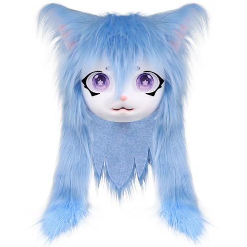 Porgeel Fursuit Kopf süß blau Plüsch Katze Pelzige Kopf Pelzige Kostüm für Halloween Masquerade Cosplay Porgeel Fursuit Kopf süß blau Plüsch Katze Pelzige Kopf Pelzige Kostüm für Halloween Masquerade Cosplay von Porgeel