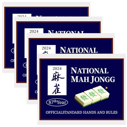 Porgeel Mahjong -Karten 2024 4PCS Blue National Mahjong Karten offizielle Standardhände und Regeln 2024 Großer Druck Scorecard von Porgeel