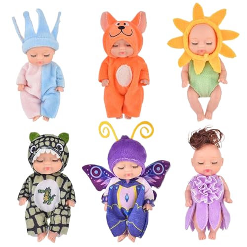 Porgeel Mini -Babypuppen mit schläfrigem Gesicht 6pcs 5,12 Zoll süße kleine Babypuppen mit unterschiedlichen Kleidern auf gemeinsam beweglicher PVC Tiny Puppenspielzeug für Mädchen Porgeel Mini -Babypuppen mit schläfrigem Gesicht 6pcs 5,12 Zoll süße kleine Babypuppen mit unterschiedlichen Kleidern auf gemeinsam beweglicher PVC Tiny Puppenspielzeug für Mädchen von Porgeel