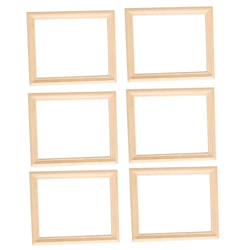 Porgeel Miniaturbilderrahmen 6pcs Holz 1/12 Puppenhaus Bildrahmen unvollendete DIY Rechteck Miniatur für Kindergartenfoto -Requisiten von Porgeel