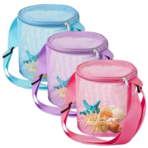 Porgeel Muschelbeutel 3PCs große Kapazität Sammeln von Bag zylindrischem Mesh Beach, Sandspielzeug mit einstellbaren Trageträgern und Reißverschlüssen für Jungen und Mädchen Porgeel Muschelbeutel 3PCs große Kapazität Sammeln von Bag zylindrischem Mesh Beach, Sandspielzeug mit einstellbaren Trageträgern und Reißverschlüssen für Jungen und Mädchen von Porgeel