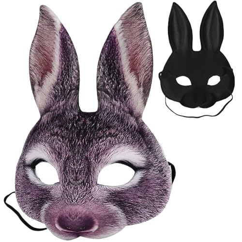Porgeel Osterhase Maske Faux Pelzy Kaninchenmaske Halbgesicht Pelz mit Ohren Cartoon Tier Neuheit Cosplay für Osterkarneval Party Party Mardi Gras Masquerade von Porgeel