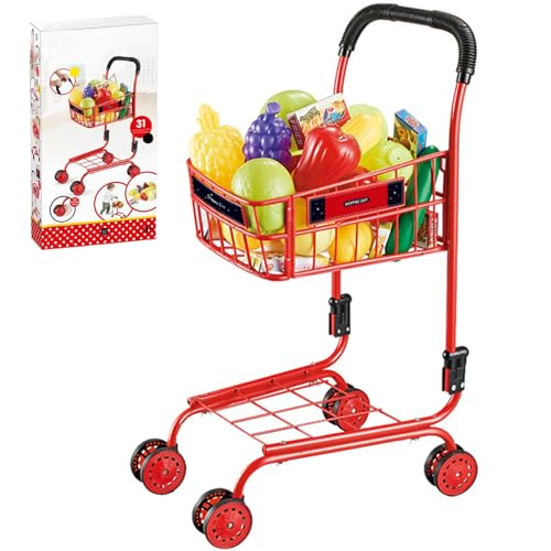 Porgeel Spielzeugeinkaufswagen mit Essen, Großkapazität Kleinkinderkarm von Porgeel
