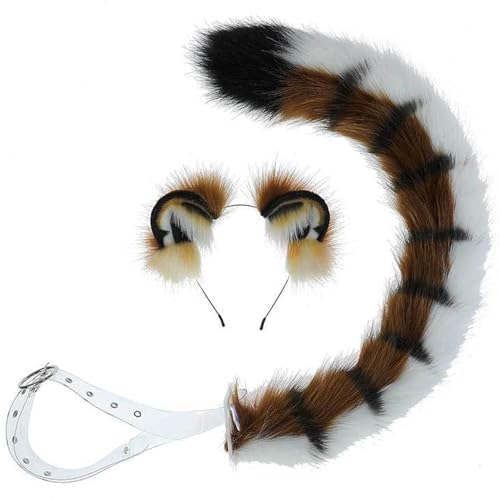 Porgeel Tigerohren Stirnband und Tigerschwanz, weiche pelzige Ohren, biegsamer Kunstschwanz mit verstellbarem Bund für Halloween -Cosplay -Party -Kostümzubehör Porgeel Tigerohren Stirnband und Tigerschwanz, weiche pelzige Ohren, biegsamer Kunstschwanz mit verstellbarem Bund für Halloween -Cosplay -Party -Kostümzubehör von Porgeel