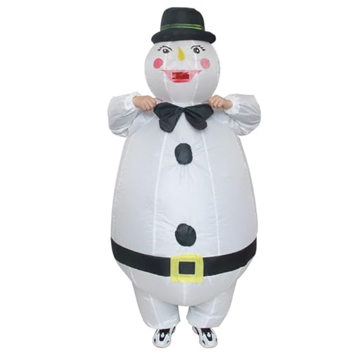 Porgeel Weihnachten Schlauchboote Gentleman Schneemann Kostüm mit Hut und Fliege lustige aufblasbare Schneemann Weihnachtskostüm von Porgeel