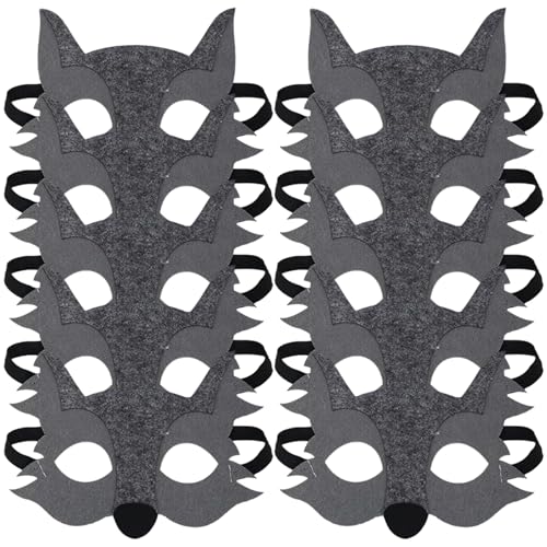 Porgeel Wolf Maske, 10pcs empfunden halb Gesichtsmaske, niedliche Tiergesichtsmaske, Cosplay -Tiermasken für Kinder, die Party -Gefälligkeiten verkleiden von Porgeel