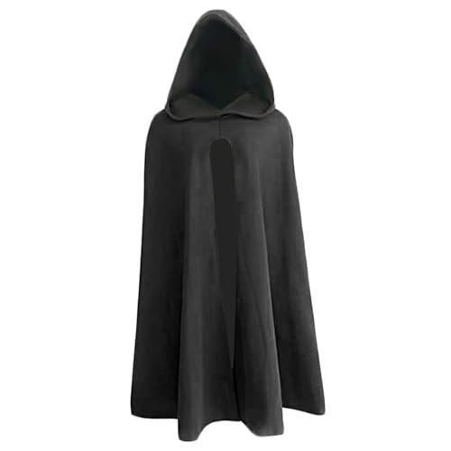 Renaissance Cloak 39.8 '' langes schwarzes Polyester Kapuze -Umhang weich atmungsable Retro Mittelalter für Halloween Hobbit Viking Cosplay Kostüme, Medium Renaissance Cloak 39.8 '' langes schwarzes Polyester Kapuze -Umhang weich atmungsable Retro Mittelalter für Halloween Hobbit Viking Cosplay Kostüme, Medium von Porgeel