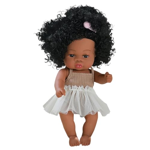 Schwarze Babypuppen, 13 Zoll realistisches Babypuppen Mädchen mit lockigem Haar, eine wahre echte Puppe mit Kleidung, Puppe für Kleinkinder 4-6 Geschenk, Karamellfarbe Schwarze Babypuppen, 13 Zoll realistisches Babypuppen Mädchen mit lockigem Haar, eine wahre echte Puppe mit Kleidung, Puppe für Kleinkinder 4-6 Geschenk, Karamellfarbe von Porgeel