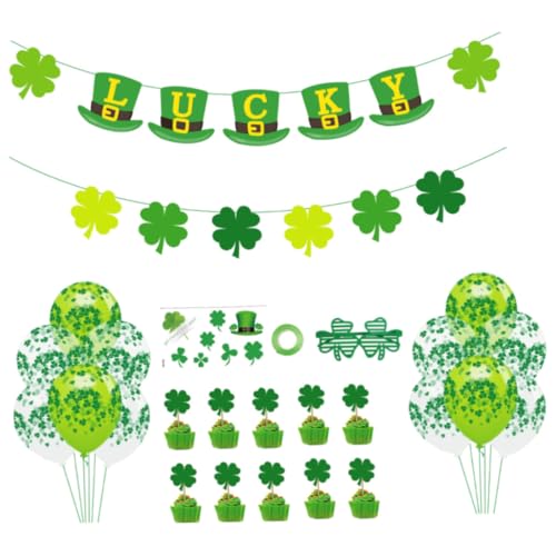 St. Patrick's Day Decoration Kit Willkommen Lucky Banner Shamrock Garland Ballon für Party -Accessoire von Porgeel