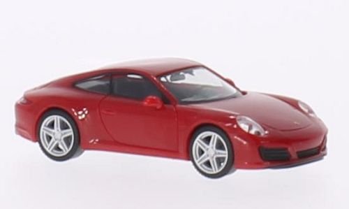 Porsche 911 (991) Carrera, rot, Modellauto, Fertigmodell, Herpa 1:87 von Porsche
