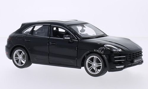 Porsche Macan Turbo, schwarz, Modellauto, Fertigmodell, Bburago 1:24 von Porsche