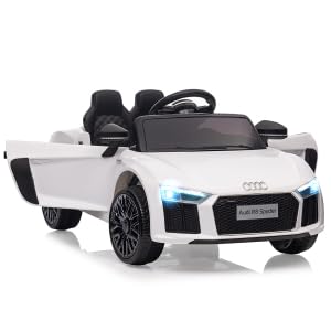 12V Elektroauto Für Kinder, Lizenzierter Audi R8 Mit Fernbedienung, Akku, Stoßdämpfer, Sanftanlauf, Musik & LED-Licht, Batteriebetriebenes Kinderauto Für 3-8 Jahre von PortoAlegre
