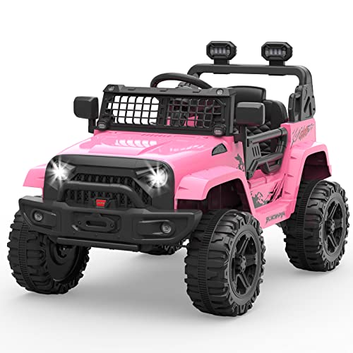 Kinder Elektroauto, 12V-Batteriebetriebenes Elektrofahrzeug für Kinder mit Fernbedienung, Langsamer Start, Schockdämpfer, Große Offroad-Reifen, LED-Leuchten, Federungssystem, MP3, Rosa Kinder Elektroauto, 12V-Batteriebetriebenes Elektrofahrzeug für Kinder mit Fernbedienung, Langsamer Start, Schockdämpfer, Große Offroad-Reifen, LED-Leuchten, Federungssystem, MP3, Rosa von PortoAlegre