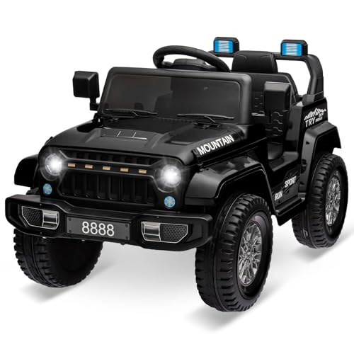 Kinder Elektroauto,Kinderauto Elektrisch Langsamstartvorrichtung 2.4-GHz-Fernbedienung Multifunktions Kinderauto Kinderfahrzeug Kinder Quad Elektro (Schwarz) von PortoAlegre