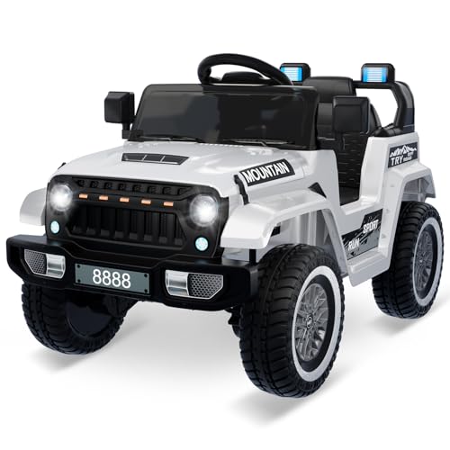 Kinder Elektroauto,Kinderauto Elektrisch Langsamstartvorrichtung 2.4-GHz-Fernbedienung Multifunktions Kinderauto Kinderfahrzeug Kinder Quad Elektro (Weiß) von PortoAlegre