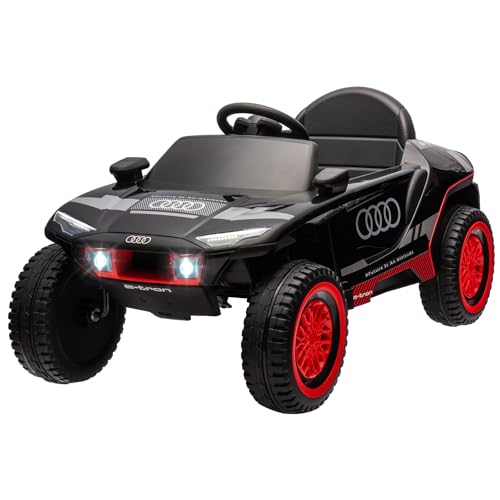 ﻿Kinder Elektroauto Audi RS Q e-tron, 2 Stoßdämpfende Räder, 12V Elektrische Kinder Elektroauto mit 2.4G Fernbedienung, Kinderfahrzeug mit Hupe, LED, Sicherheitsschloss, Bluetooth, Musik, Schwarz von PortoAlegre