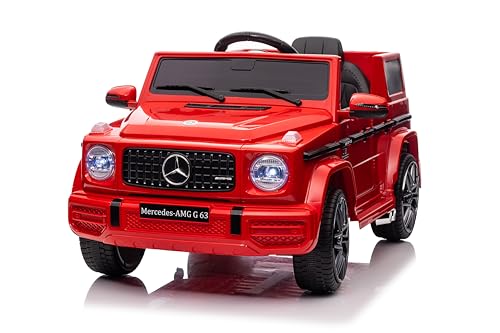 Kinder Elektroauto Mercedes G63, 4 Stoßdämpfende Räder, 12 V Elektrische Kinder Elektroauto mit 2.4G Fernbedienung, Kinderfahrzeug mit Hupe, LED, Sicherheitsschloss, Bluetooth und Musik, Rot Kinder Elektroauto Mercedes G63, 4 Stoßdämpfende Räder, 12 V Elektrische Kinder Elektroauto mit 2.4G Fernbedienung, Kinderfahrzeug mit Hupe, LED, Sicherheitsschloss, Bluetooth und Musik, Rot von PortoAlegre