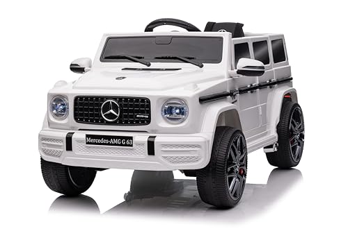 Mercedes G63 AMG Elektroauto für Kinder - 12 V Elektrische Kinder Elektroauto mit 2.4G Fernbedienung - Kinderauto mit Hupe, LED, Sicherheitsschloss, Bluetooth und Musik - Weiß von PortoAlegre