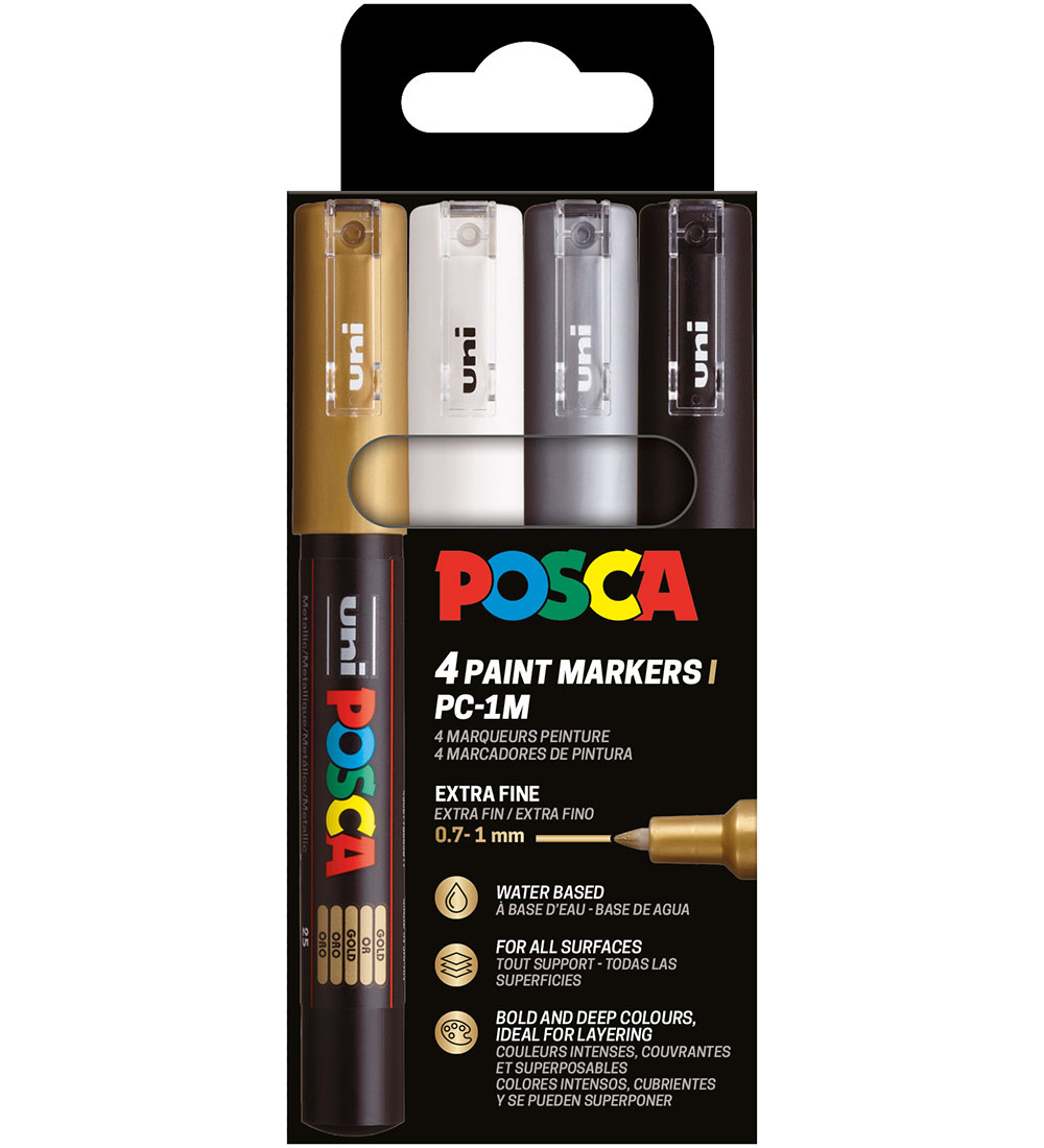 Posca Filzstifte - PC-1 m - 4 st. - Gold/Weiß/Silber/Schwarz - Posca - One Size - Filzstifte Posca Filzstifte - PC-1 m - 4 st. - Gold/Weiß/Silber/Schwarz - Posca - One Size - Filzstifte von Posca