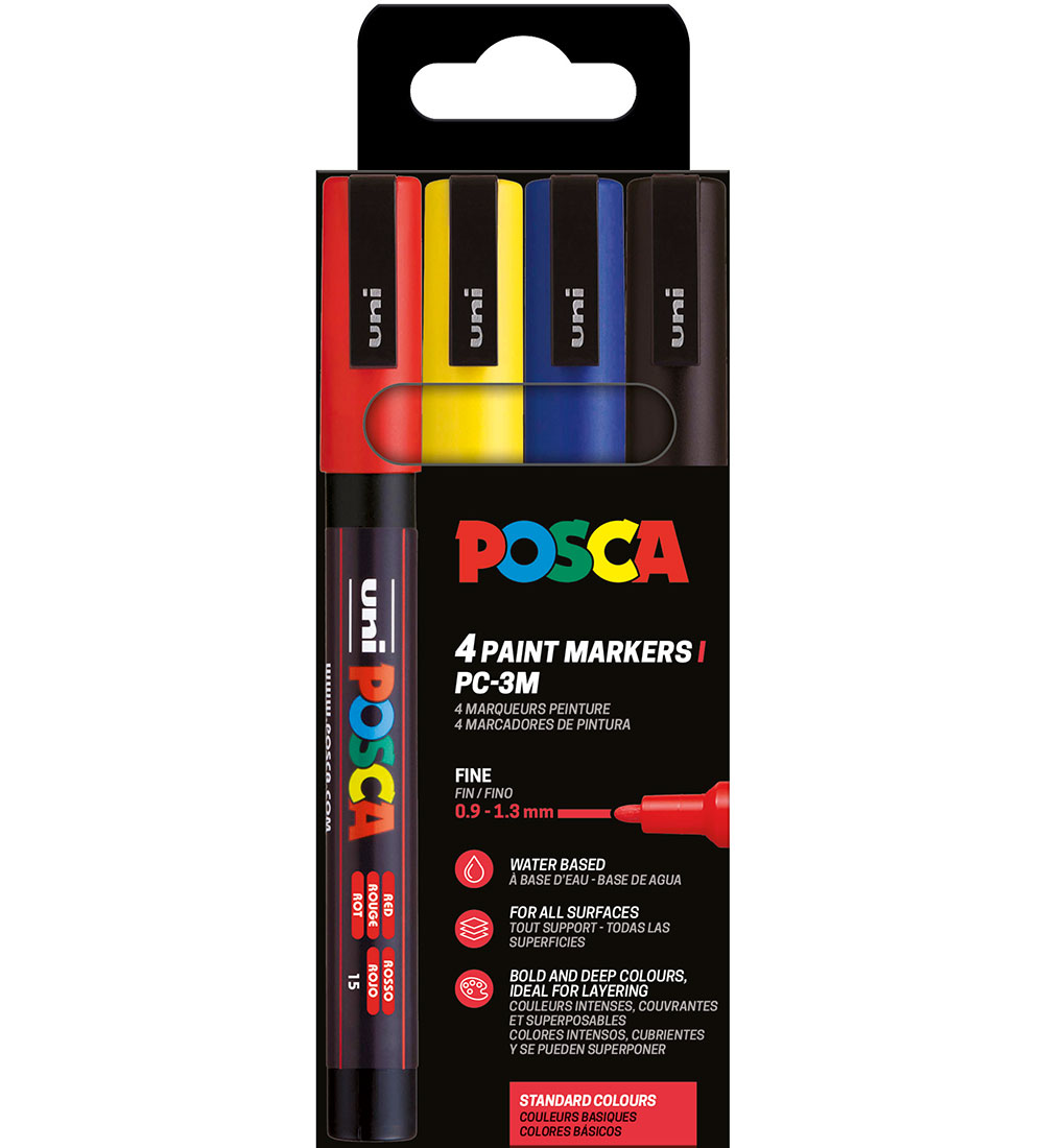 Posca Filzstifte - PC-3M - 4 st. - Rot/Gelb/Blau/Schwarz - Posca - One Size - Filzstifte Posca Filzstifte - PC-3M - 4 st. - Rot/Gelb/Blau/Schwarz - Posca - One Size - Filzstifte von Posca