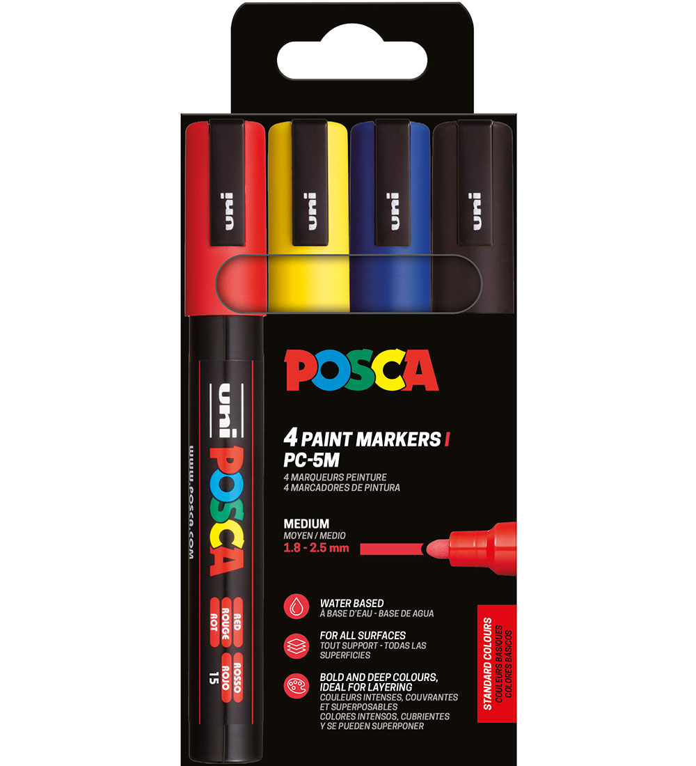 Posca Filzstifte - PC-5M - 4 st. - Rot/Gelb/Blau/Schwarz - Posca - One Size - Filzstifte Posca Filzstifte - PC-5M - 4 st. - Rot/Gelb/Blau/Schwarz - Posca - One Size - Filzstifte von Posca
