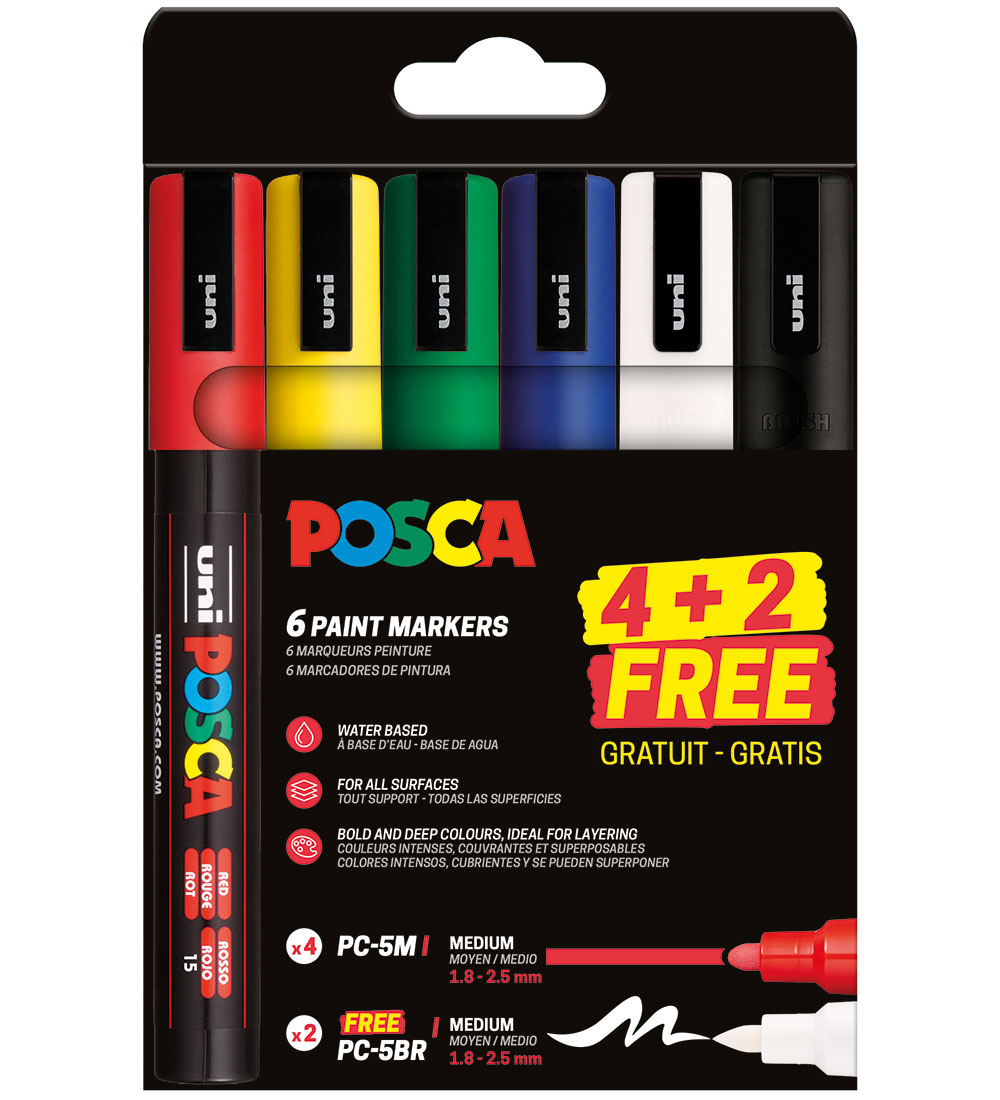 Posca Filzstifte - PC-5M - 6 st. - Mehrfarbig - Posca - One Size - Filzstifte von Posca